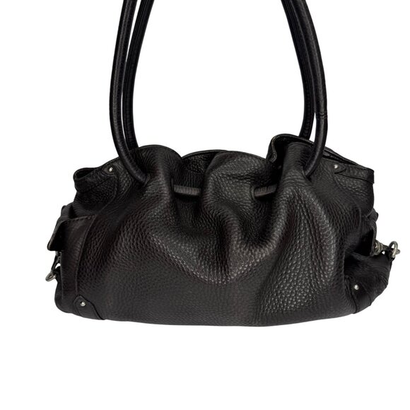 Slouchy Brown Leather Shoulder Handbag With Silver Hardware & Beige Lining - Picture 11 of 14